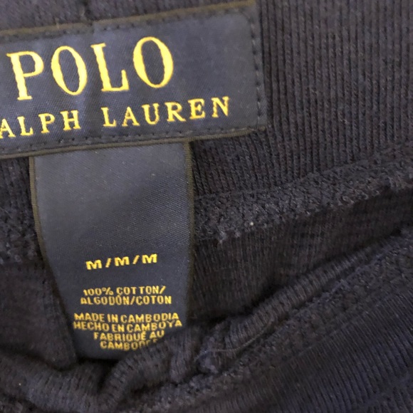 Polo Ralph Lauren navy blue wide leg waffle knit cotton draw string sweat pants - Picture 4 of 7